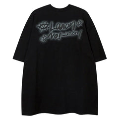 Retro American Graffiti Printed Oversized T-Shirt