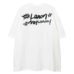 Retro American Graffiti Printed Oversized T-Shirt