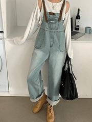 Retro Contrast Cargo Bib Jeans - HouseofHalley