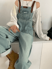 Retro Contrast Cargo Bib Jeans - HouseofHalley