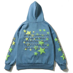Retro Foam Stars Printed Hoodie