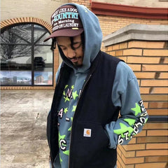 Retro Foam Stars Printed Hoodie