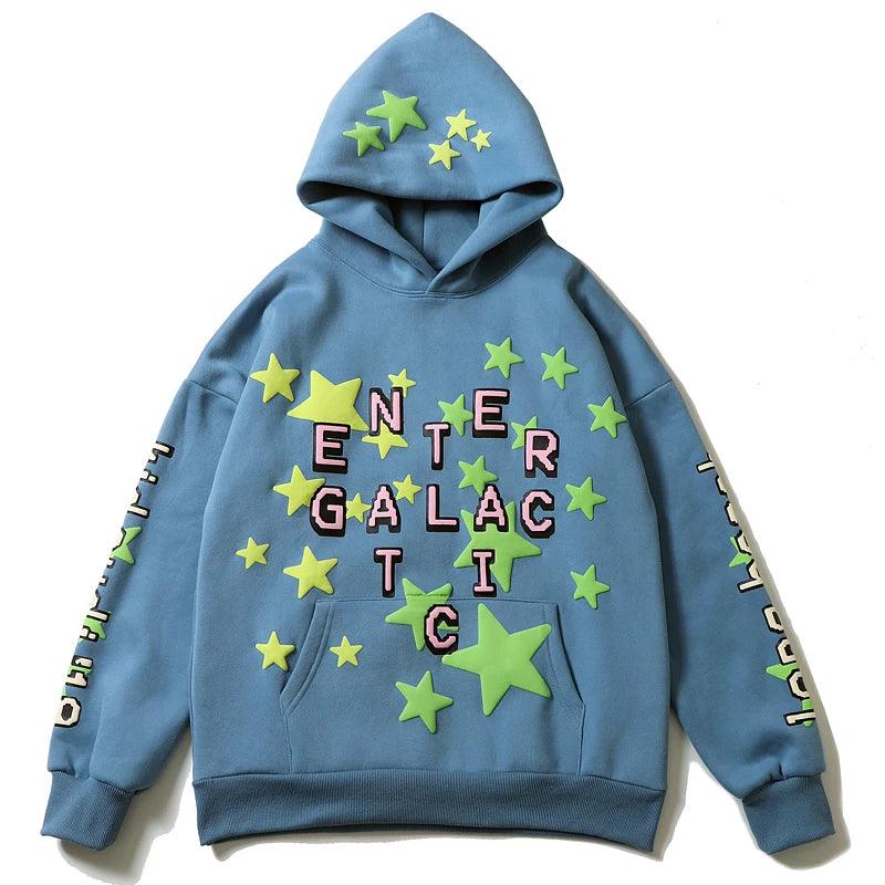 Retro Foam Stars Printed Hoodie