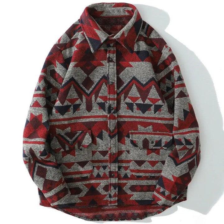 Retro Patchwork Geometric Pattern Shirt