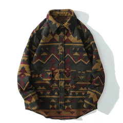 Retro Patchwork Geometric Pattern Shirt