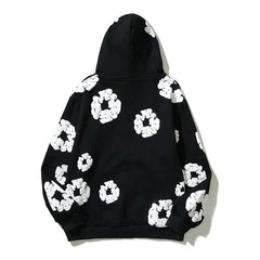 Retro Printed Flower Oversize Hoodie