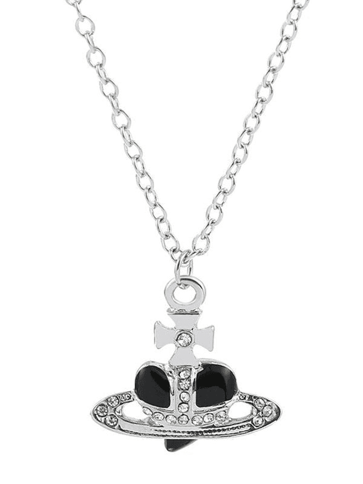 Rhinestone Cross Heart Pendant Necklace - HouseofHalley