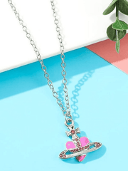 Rhinestone Cross Heart Pendant Necklace - HouseofHalley