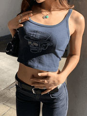 Rhinestone Skull Cropped Cami Top - HouseofHalley