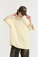 Ripped Mock Neck Oversized T-Shirt