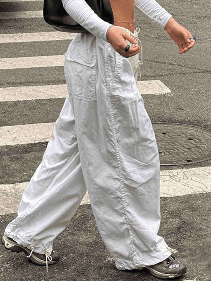 Ruched Low Waist Baggy Cargo Pants - HouseofHalley