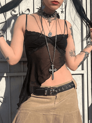 See Through Asymmetric Hem Cami Top - HouseofHalley