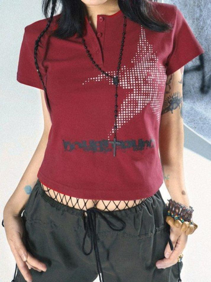 Short Sleeve Pixel Star Baby Crop Top - HouseofHalley