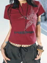 Short Sleeve Pixel Star Baby Crop Top - HouseofHalley