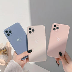 Silicone Soft Heart Phone Case For iPhone