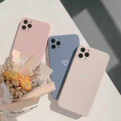 Silicone Soft Heart Phone Case For iPhone