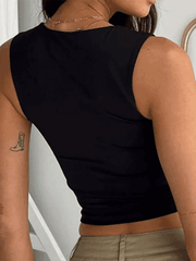 Simple Black Cropped Tank Top