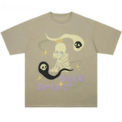 Skull Skeleton Print Oversized T-Shirt