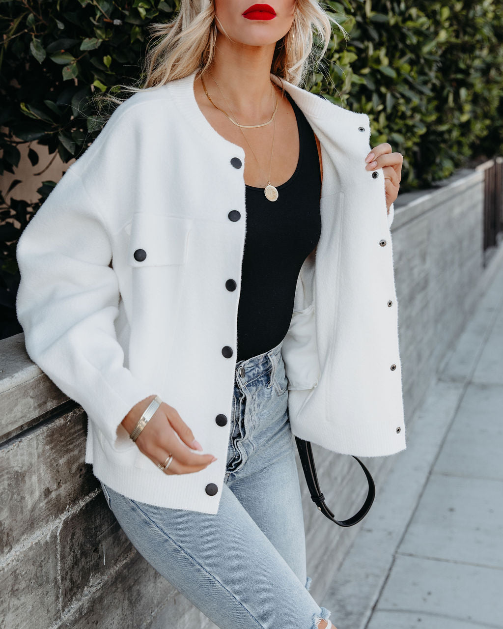 Snowball Pocketed Soft Knit Jacket - Ivory