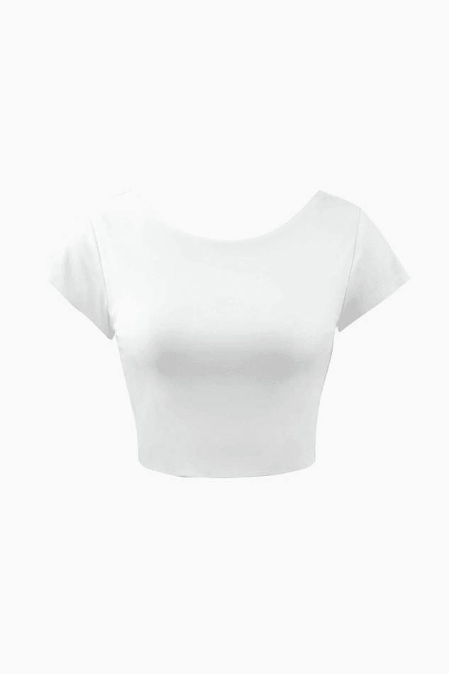 Soft Backless Crop Short Sleeve T-Shirt - HouseofHalley