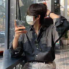 Solid Casual Denim Shirt