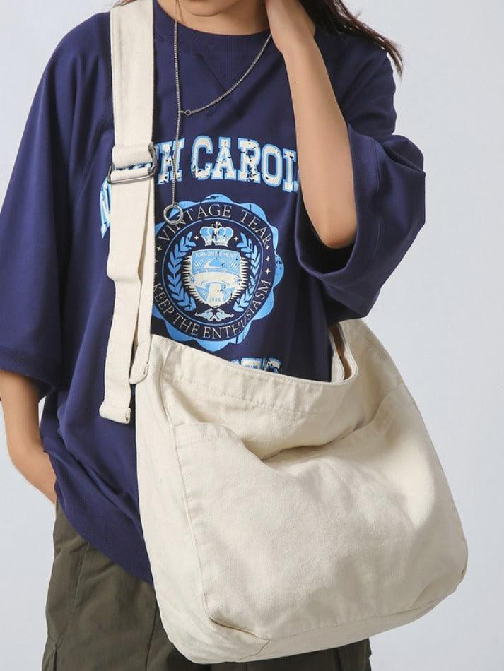 Solid Color Canvas Large Capacity Crossbody Bag - HouseofHalley