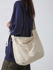 Solid Color Canvas Large Capacity Crossbody Bag - HouseofHalley