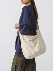 Solid Color Canvas Large Capacity Crossbody Bag - HouseofHalley