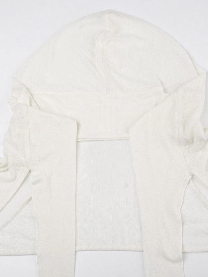 Solid Color Cutout Hooded Lacing Long Sleeve Tee - HouseofHalley