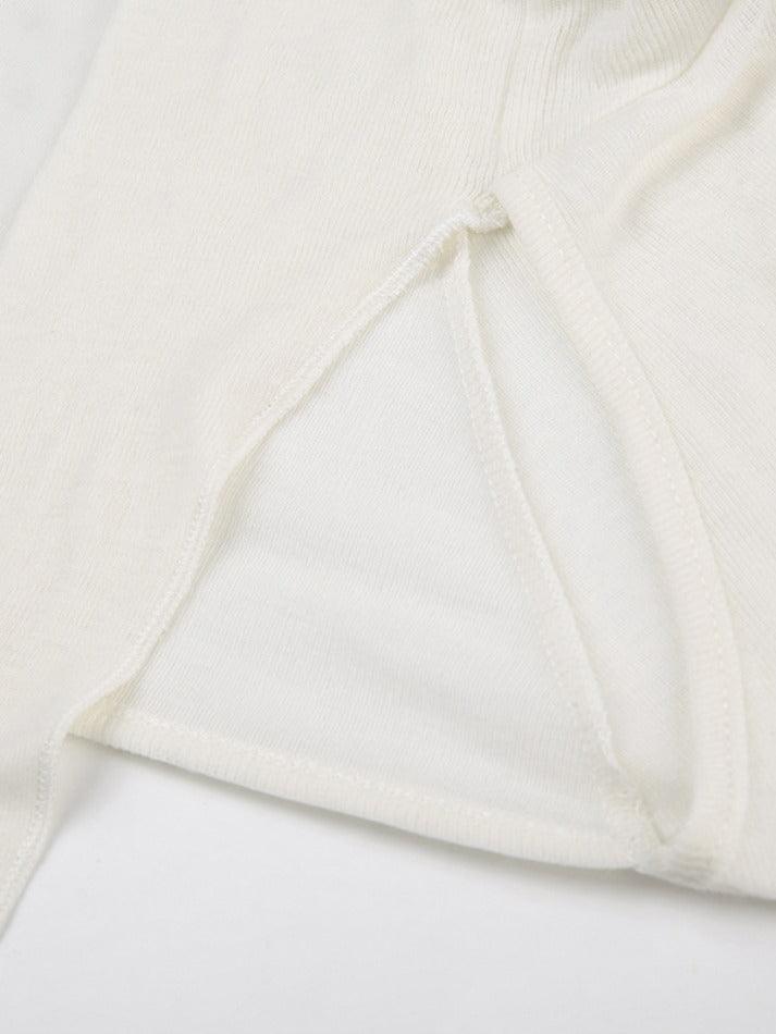 Solid Color Cutout Hooded Lacing Long Sleeve Tee - HouseofHalley