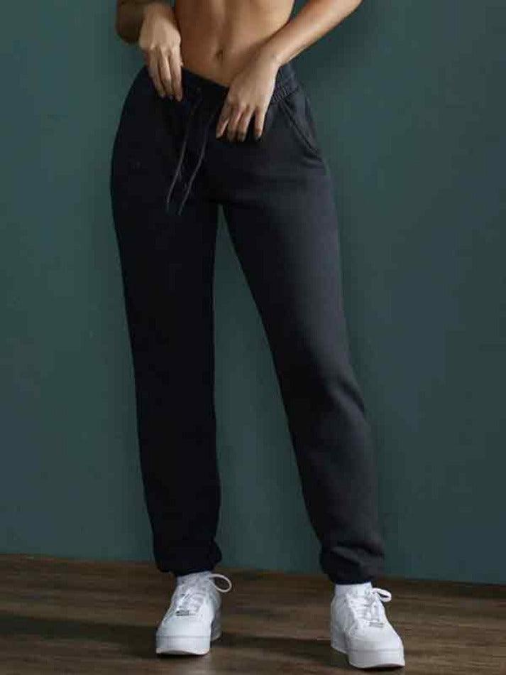 Solid Color High Waist Bound Feet Sporty Sweatpants - HouseofHalley