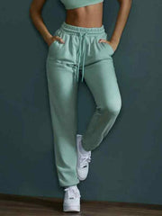 Solid Color High Waist Bound Feet Sporty Sweatpants - HouseofHalley