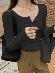 Solid Color Graceful Short Sleeve Tee