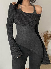 Solid Color Slim Halter Sweater - HouseofHalley