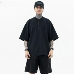 Solid Half Zipper T-Shirt