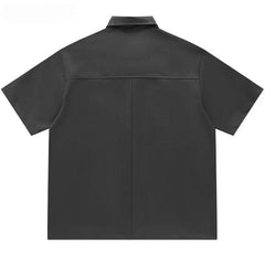 Solid Oversized Leather Shirt