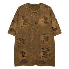 Solid Ripped Holes T-Shirt