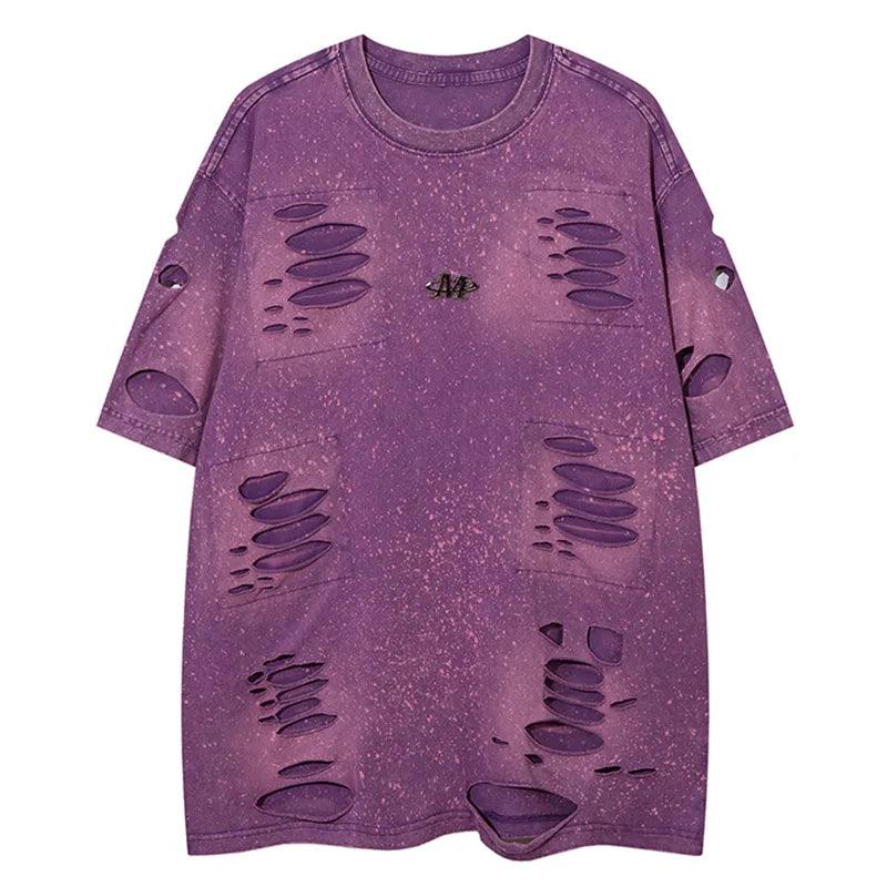 Solid Ripped Holes T-Shirt