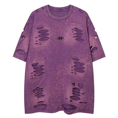 Solid Ripped Holes T-Shirt