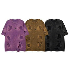 Solid Ripped Holes T-Shirt