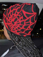 Spider Web Print Beanie Hat
