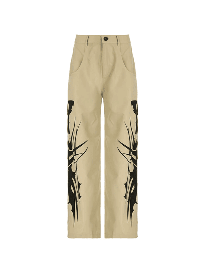 Splash Ink Print Loose Straight Leg Pants