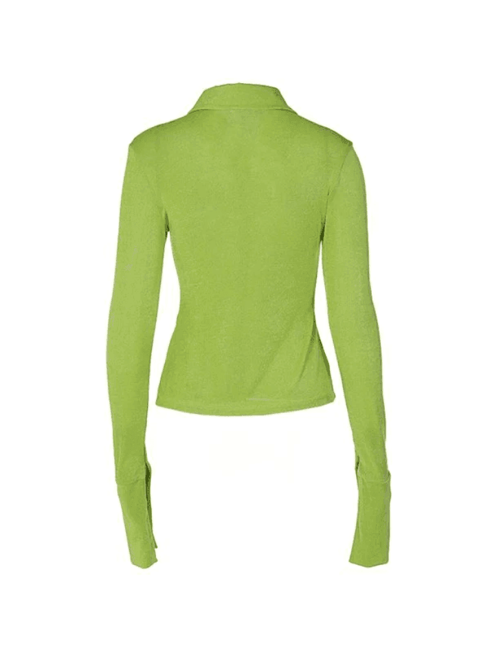 Split Cuff Button Front Long Sleeve Blouse - HouseofHalley