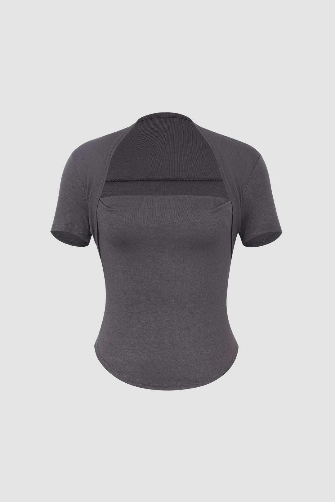 Square Neck Curved Hem T-Shirt - HouseofHalley