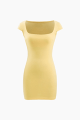 Square Neck Cut Out Back Bodycon Mini Dress - HouseofHalley