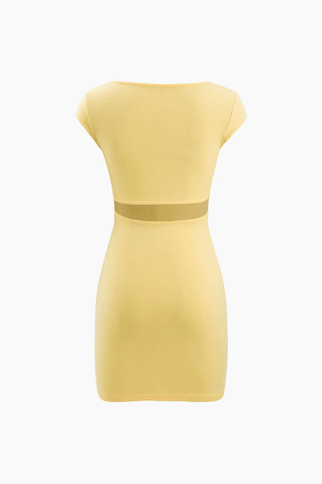 Square Neck Cut Out Back Bodycon Mini Dress - HouseofHalley