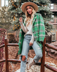 Stan Pocketed Plaid Coat - Green