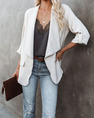 Streamline Pocketed Textured Blazer - Natural