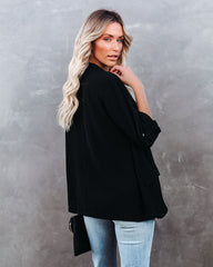 Streamline Pocketed Textured Blazer - Black