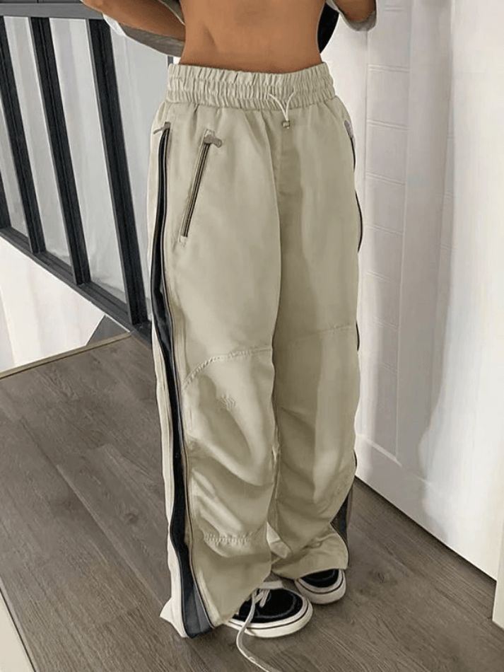 Street Color Contrast Wide Leg Pants - HouseofHalley